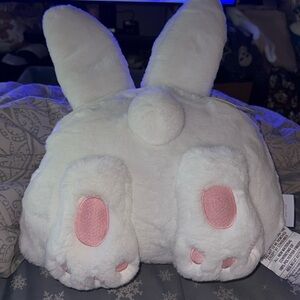 Isaac Mizrahi Easter Bunny Butt Shaped Pillow 16x20 Plush Pink White New